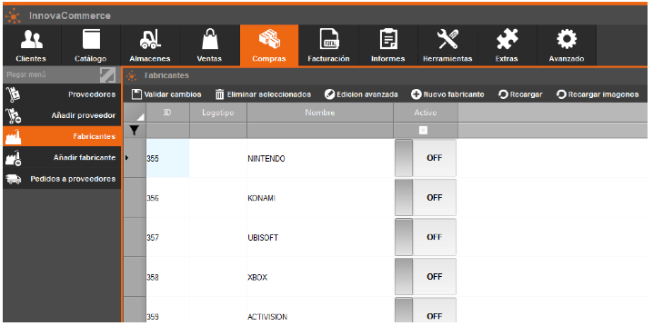 Wiki - Compras - Fabricantes